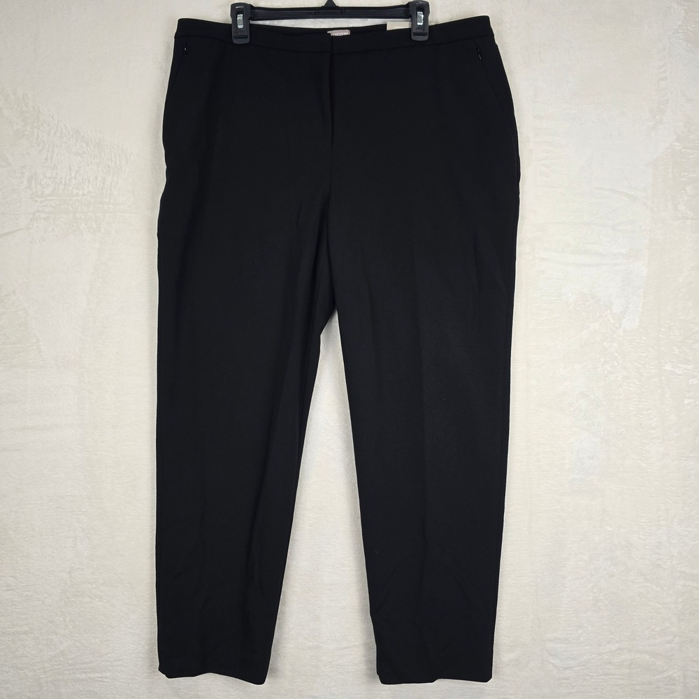 NWT Chicos Black Label Slim Leg Ankle Trousers Black Size 3 US 16